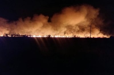 Un impresionante incendio de pastizales se registr en Sauce Viejo