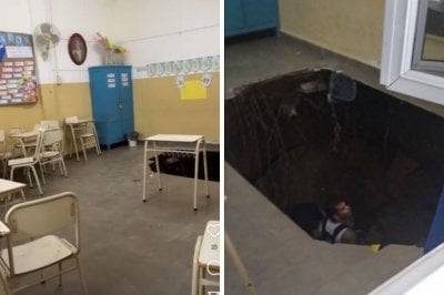 Susto en un colegio de Sunchales: colapsó el piso de un aula Escuela Florentino Ameghino